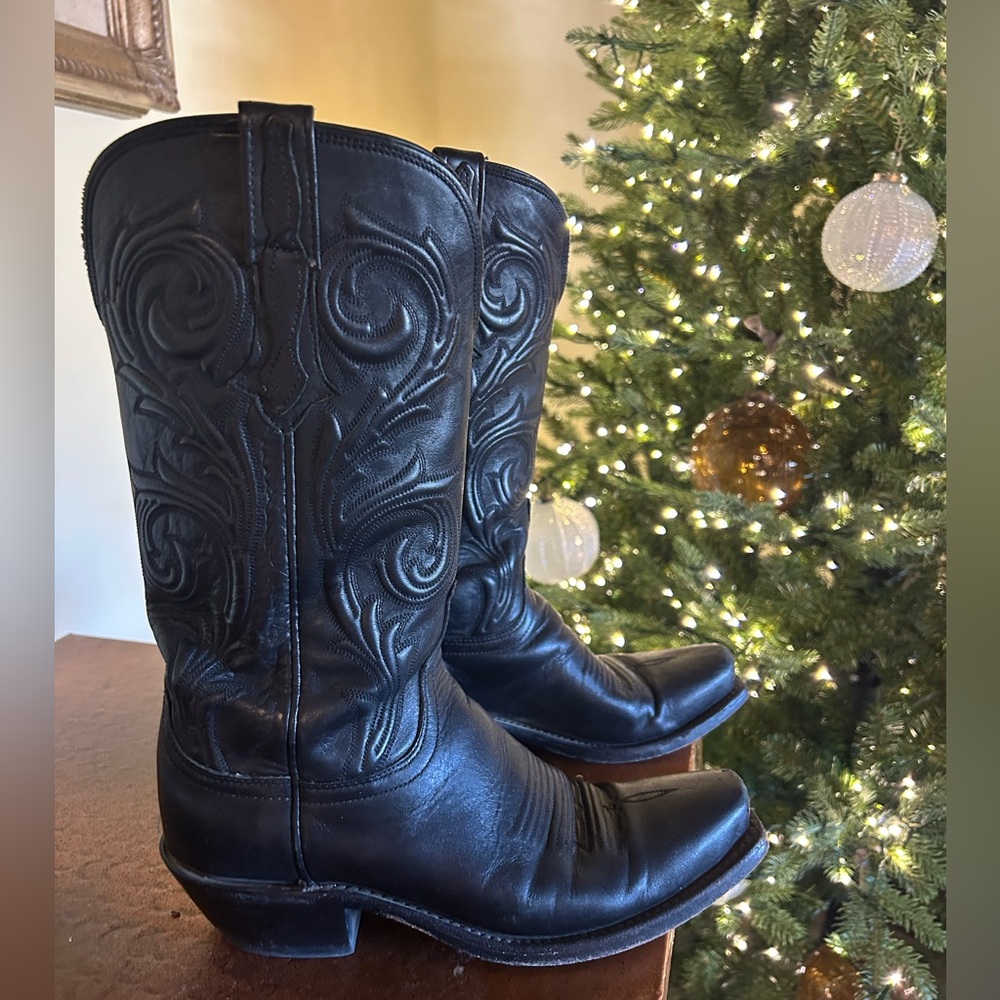 Lucchese Black Nicole Leather Boots